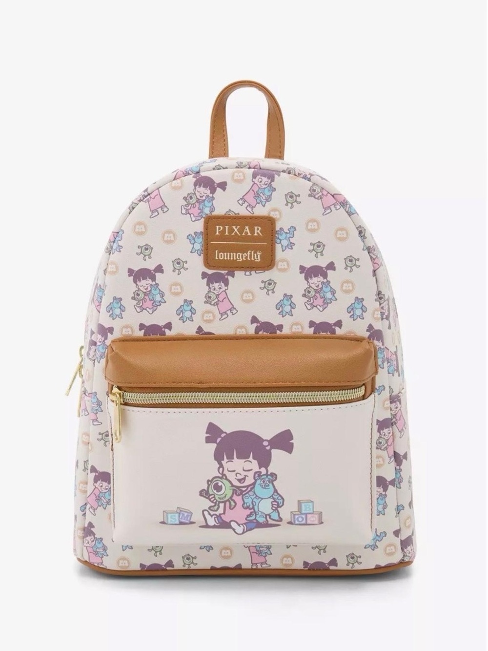 Loungefly PIXAR Boo Mini Backpack in Cream, Tan, Pink and Purple